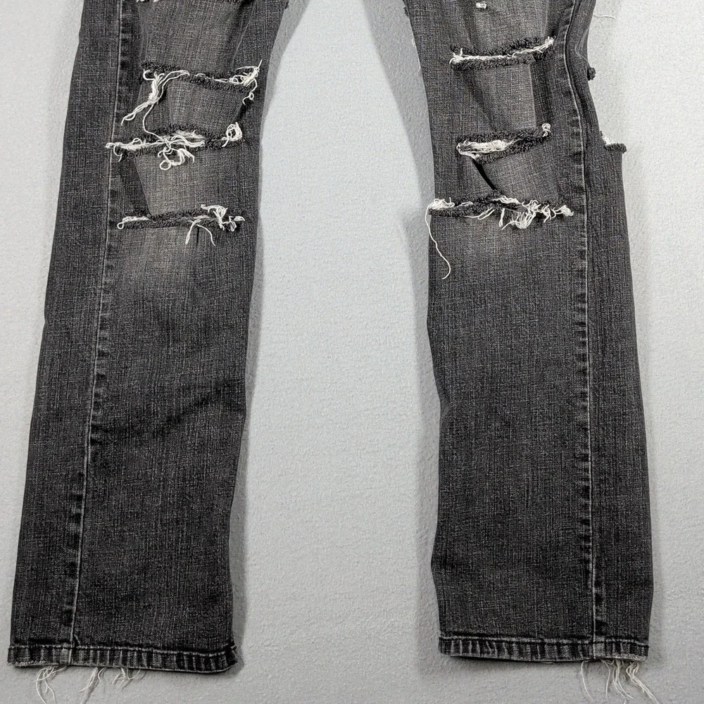Levis‎ Jeans Womens 13M Black Ripped Denim Low Rise Distressed Straight Leg